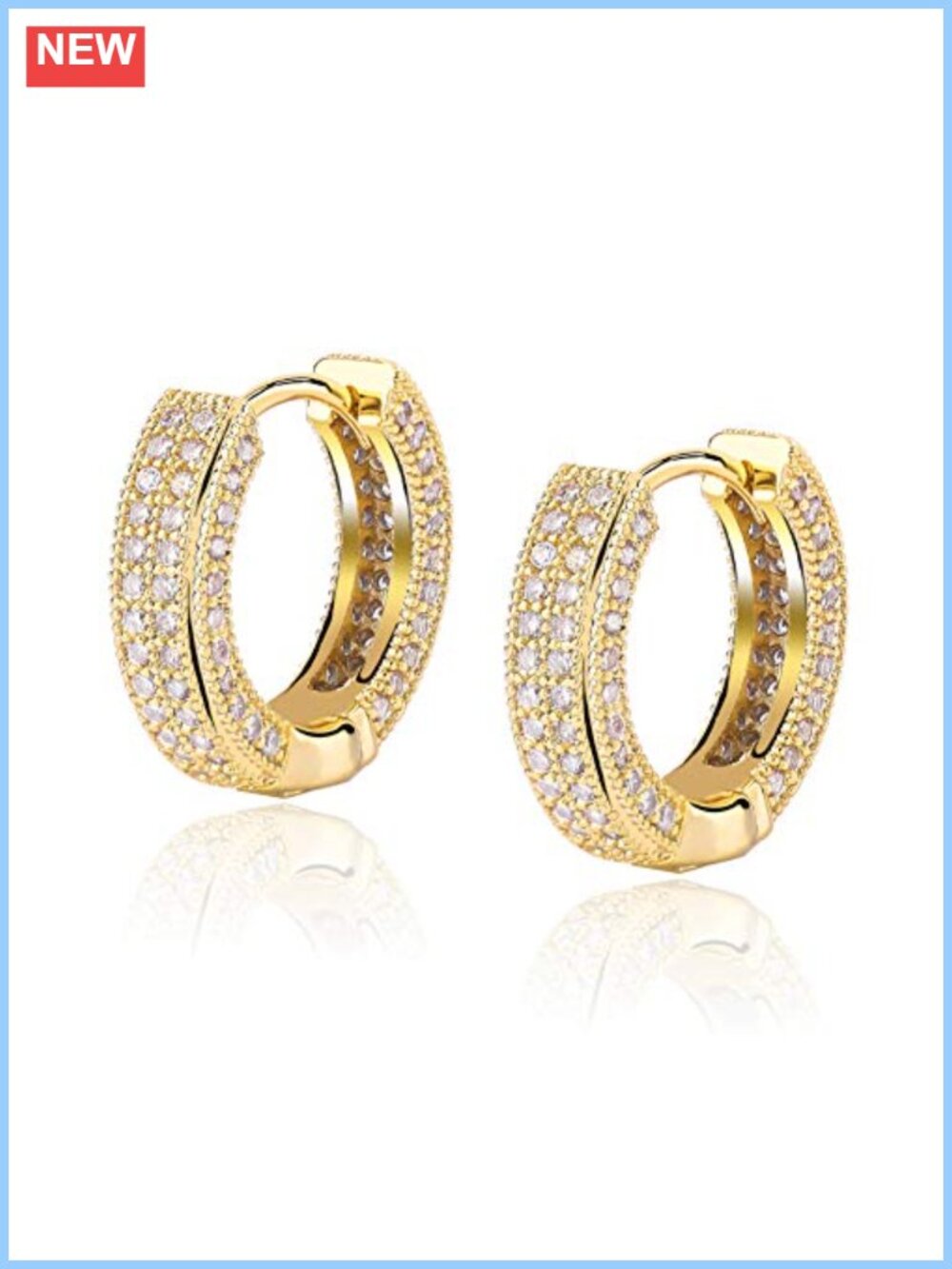 Hoop Earrings Cubic Zirconia Huggie Cartilage Cuff Hypoallergenic 14K Gold